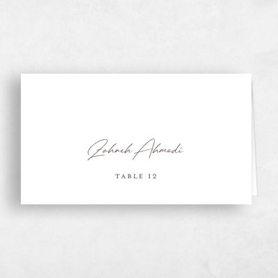 White Wedding Place Card - Burke
