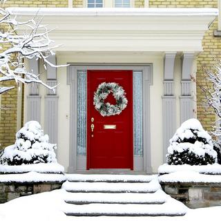 Christmas Snow Covered Wreath with Pinecones and Berries