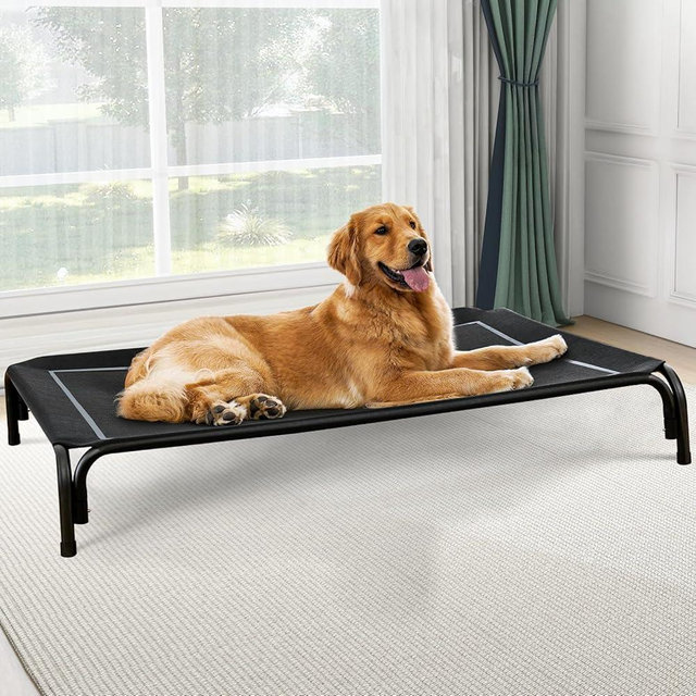 Czpalo Elevated Dog Bed, Raised Outdoor Dog Bed for Extra Large Sized Dog, Portable Cooling Pet Cot with Breathable & Washable Mesh, Indoor & Outdoor Pet Hammock with Skid-Resistant Feet.