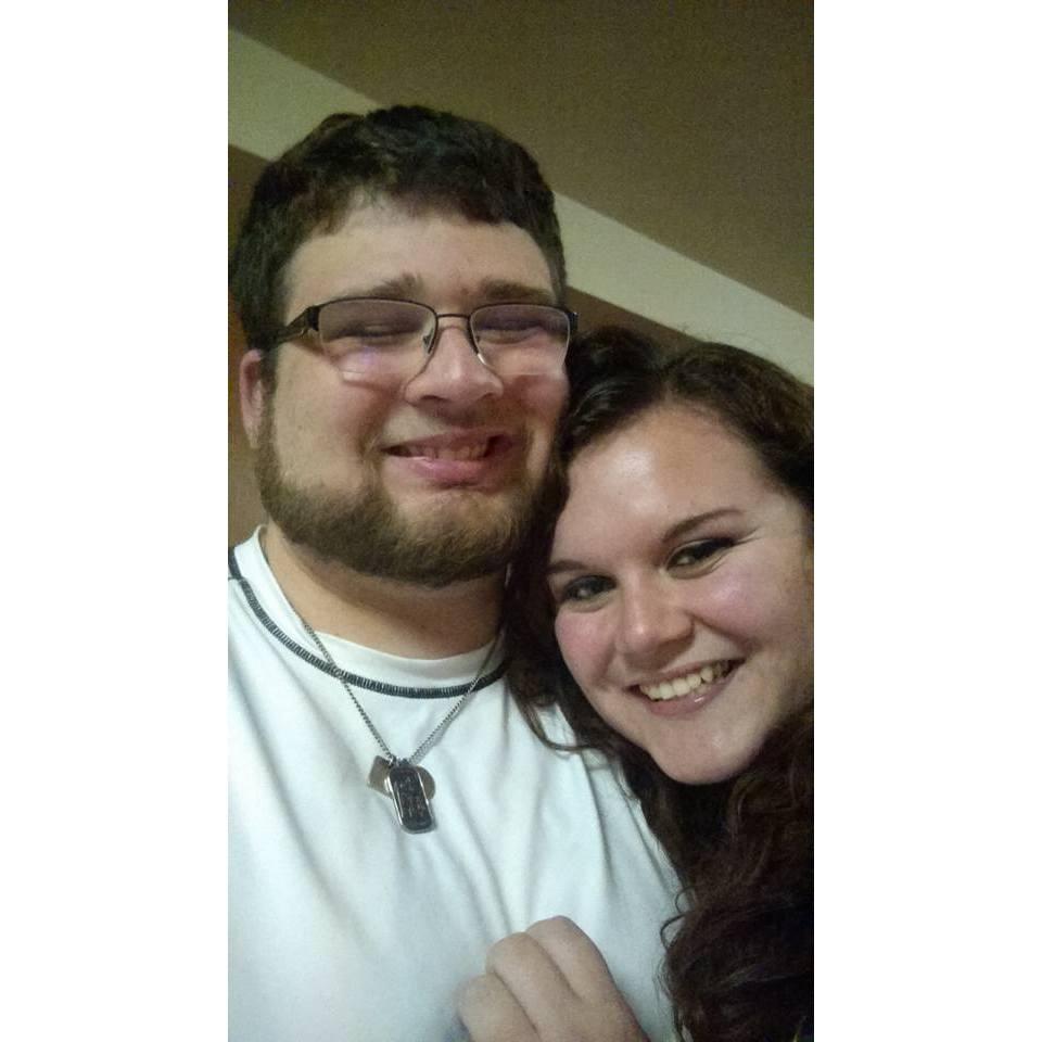 One of our first, more romantic pictures.  Making cookies in the kitchen on our dorm!