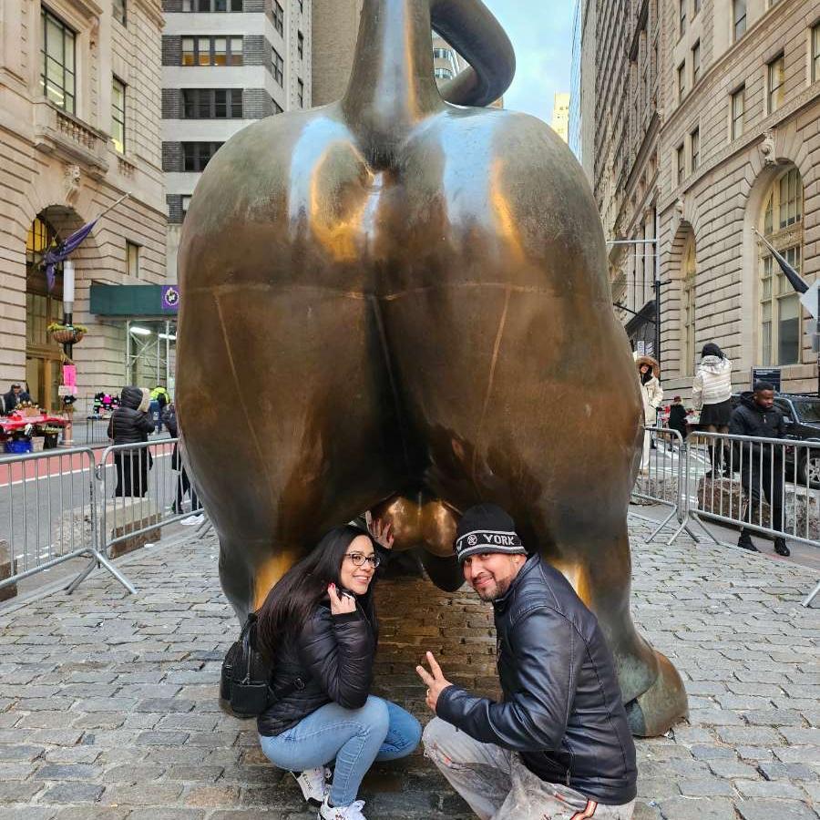With the Stock Exchange Bull in New York