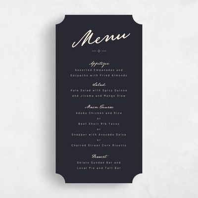 Black Ticket Wedding Menu - Finnian
