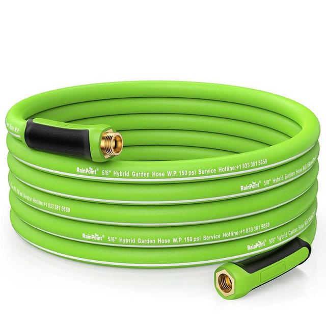 RAINPOINT Garden Hose 50ft - Flexible Heavy Duty Water Hose with Swivel Grip - Lightweight, Hybrid Rubber, 5/8", Male to Female