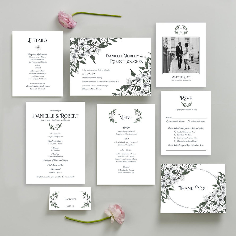 Melcher Landscape | White | Zola Wedding Invitations