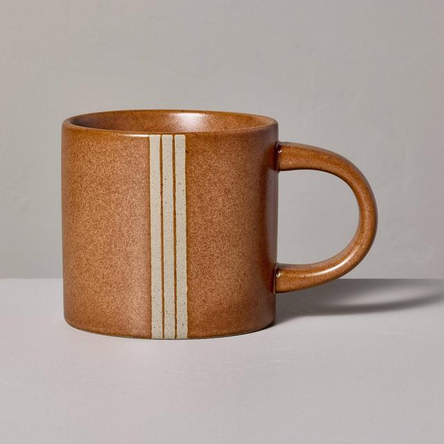 15oz Triple Stripe Stoneware Mug Cosmic Rust - Hearth & Hand™ with Magnolia