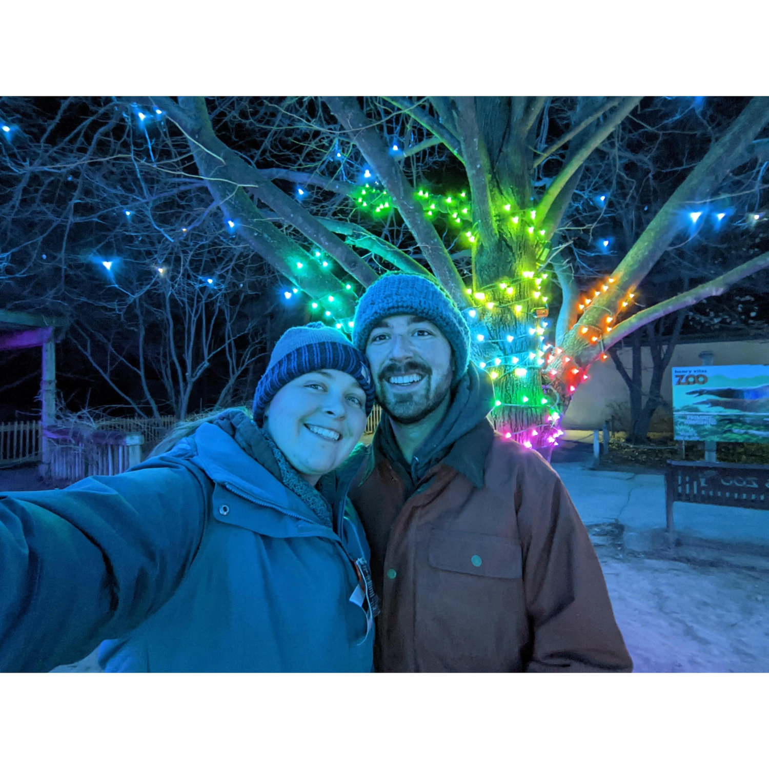 Both of us got to see the zoo lights for the first time this past winter!