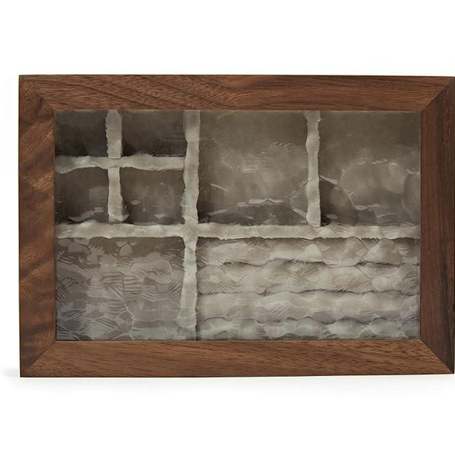 pandapark Wooden Jewelry Box with Glass Lid, Multi-Compartment Storage Display Case, Walnut Brown (Silver Walnut)