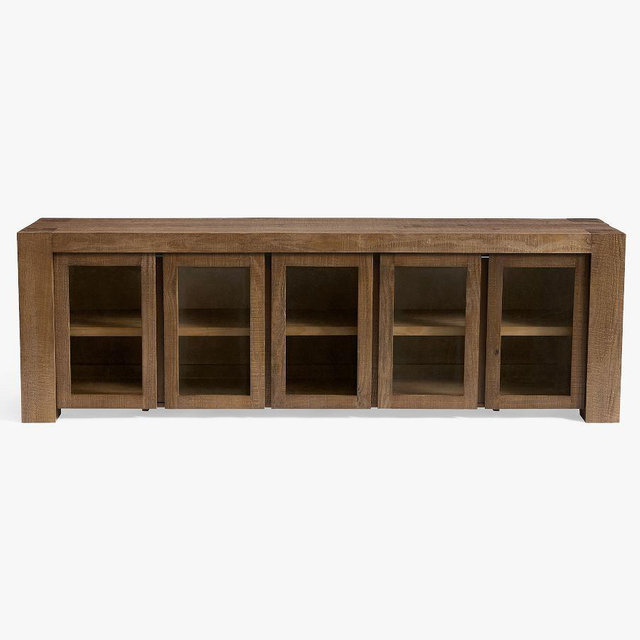 Rockport Glass Door Media Console, Cocoa Brown, 94"