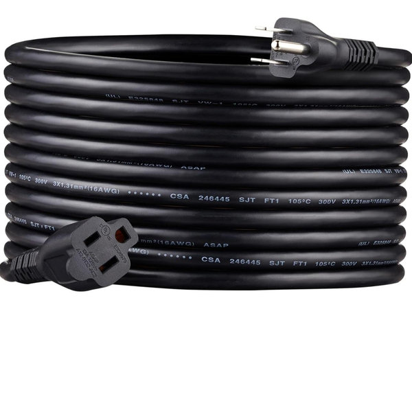 Amazon Basics Power Extension Cord, 20 Feet 13 Amps, 125V, Black