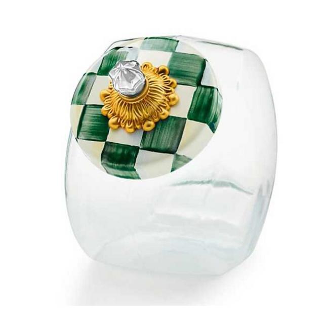 Mackenzie-Childs Emerald Check Cookie Jar