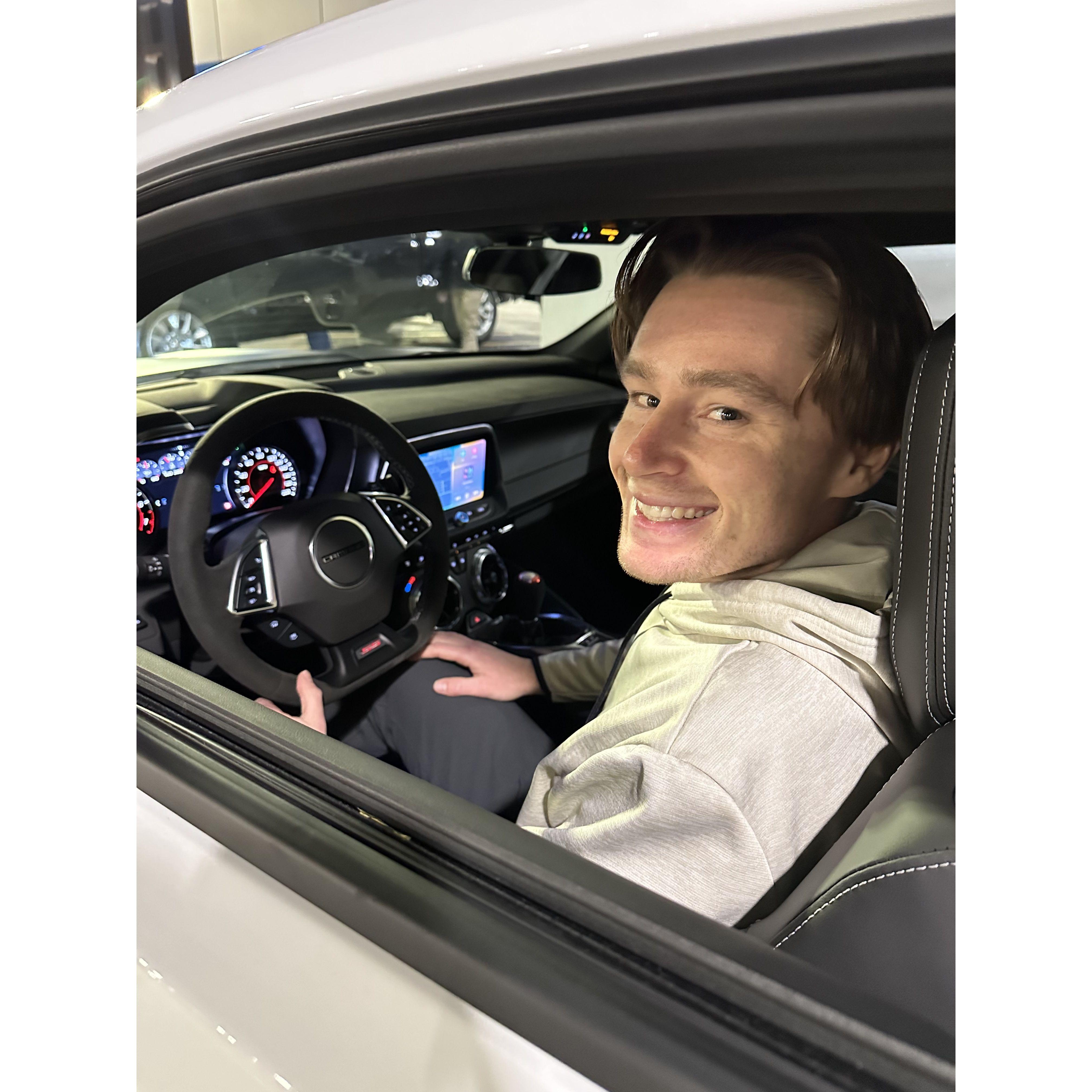 Josh over the moon in his NEW camaro