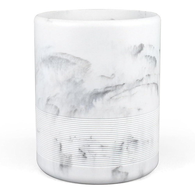 YMXYJM Modern Resin Trash Can Bin, Wastebasket for Bathroom, Kitchen, Office, Home, Marble White