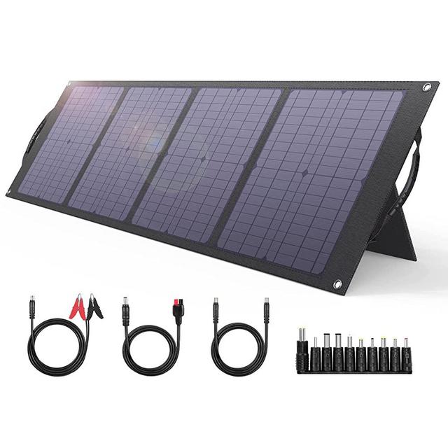 BigBlue 80W Portable Solar Panels with DC(18V/4.45A)+ PD USB-C+ 2 USB Outputs, Camping Solar Charger with Kickstand for Jackery/ROCKPALS/Anker/FlashFish/Bluetti Power Station, Cellphones, iPad etc.