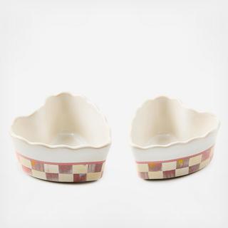 Rosy Check Everyday Stoneware Heart Ramekin, Set of 2