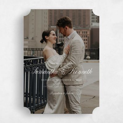 White Ticket Wedding Invitation - Thalia Photo