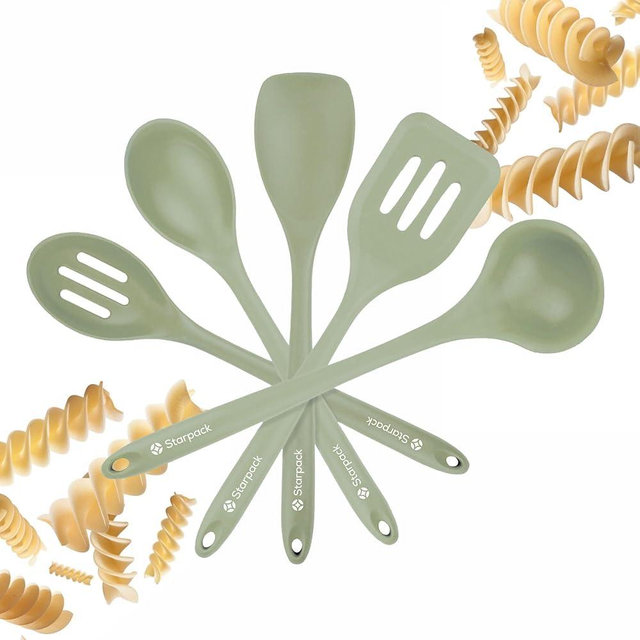 Starpack 'Stir & Serve' Silicone Cooking Utensils Set (5 Pcs) - Kitchen Utensils Set Heat Resistant to 600°F - Kitchen Utensils for Nonstick Cookware - Silicone Utensil Set for Mixing & Cooking