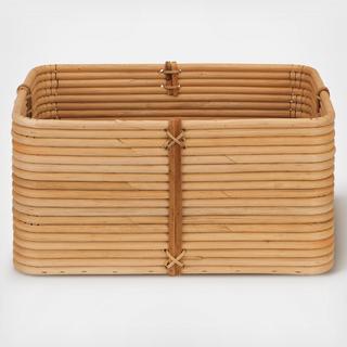 Reeded Rattan Bin