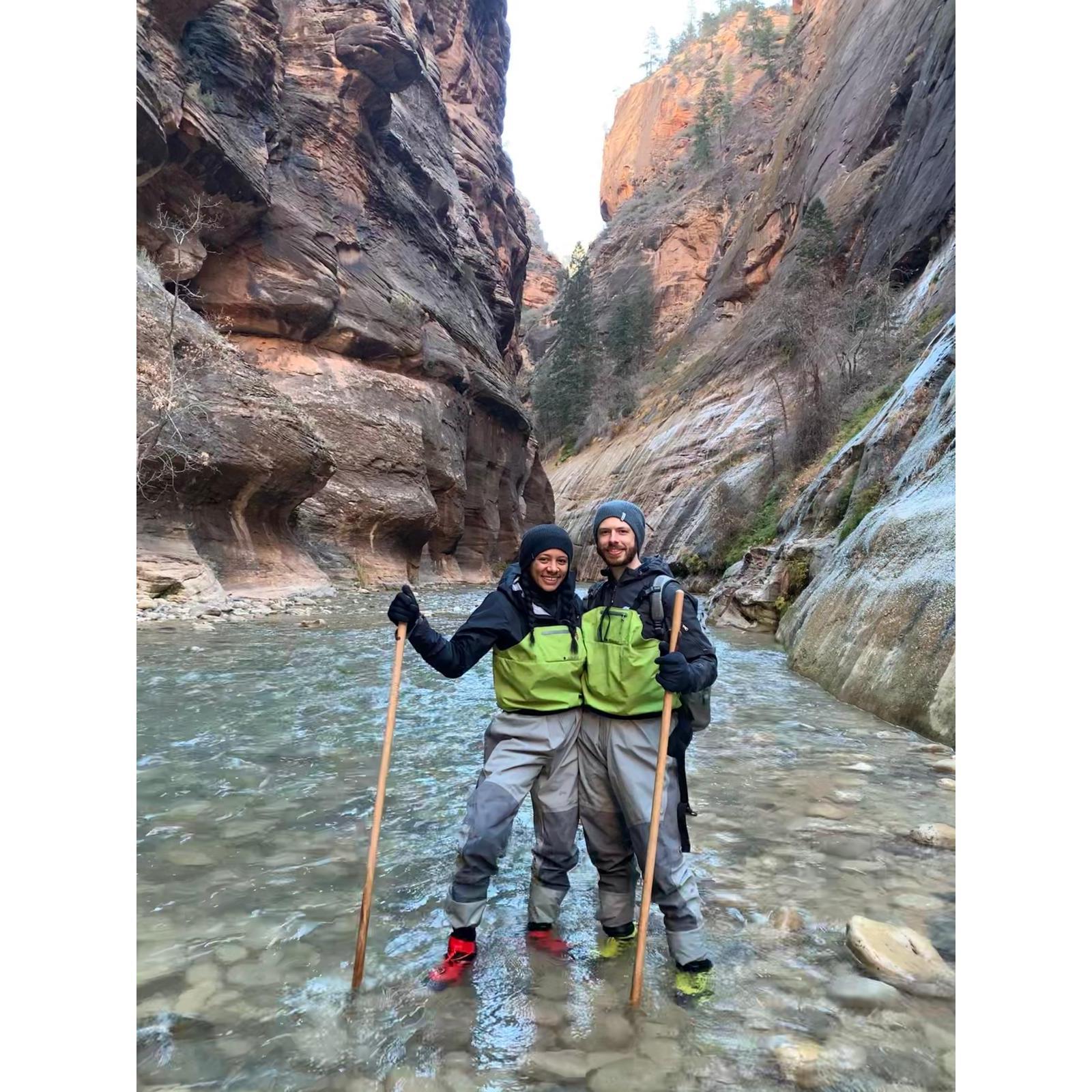 One of our more unique outdoors experiences - water trekking at Mt. Zion National Park