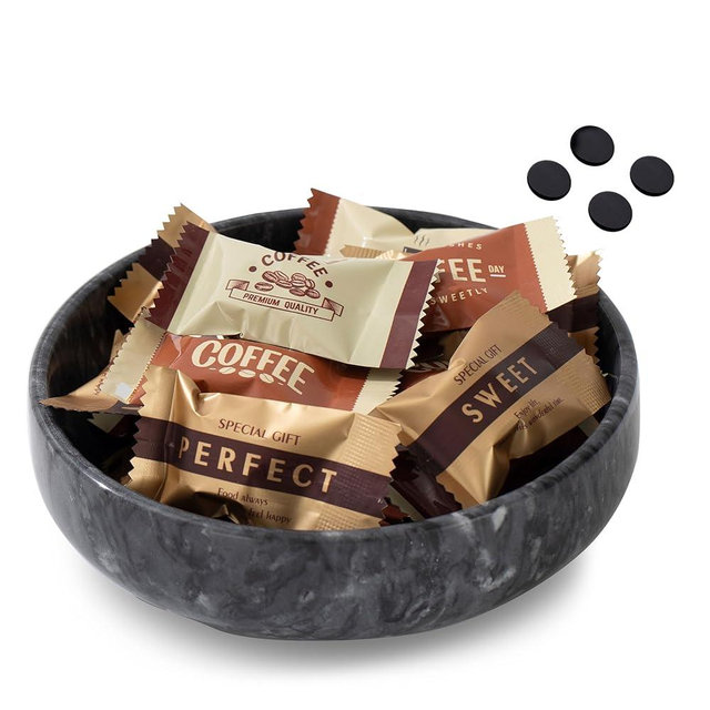 Marble Candy Bowl for Office Desk - Grey, 5.9 INCH, Holds Hard, Coffee, Chocolate & Nuts Candy