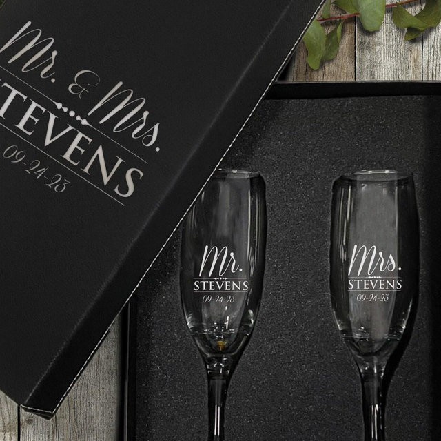 Mr and Mrs Personalized Champagne Flutes,...
