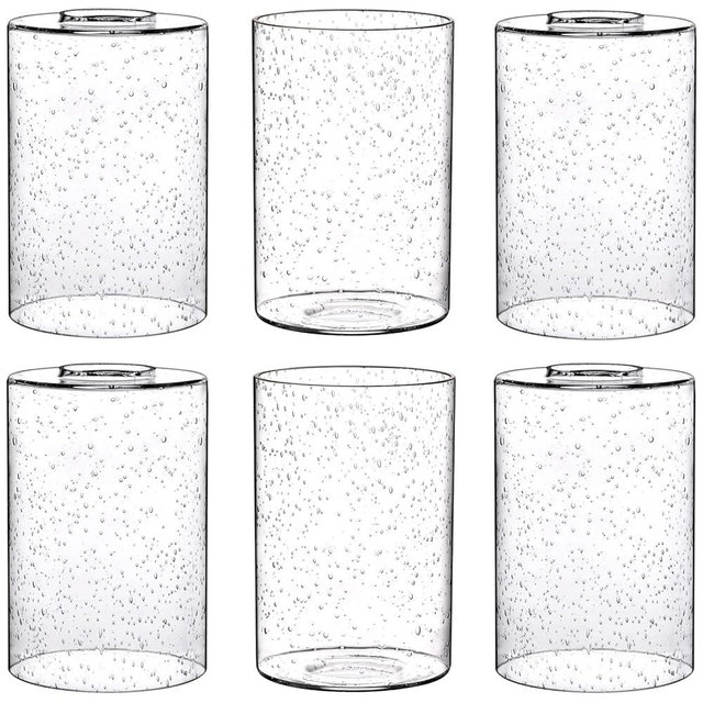 Canomo 6 Packs Seeded Glass Shades, 6" x 4" Clear Bubble Replacement Glass Cylinder with 1.625 Inch Fitter hole Fit for Wall Lamps Chandeliers or Ceiling Lamps