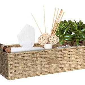 STOBSK Round Paper Rope Storage Basket with Handle, Beige, 14.5in x 6.6in x 3.74in