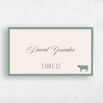 Linen, Beige Wedding Place Card - Ford Beef