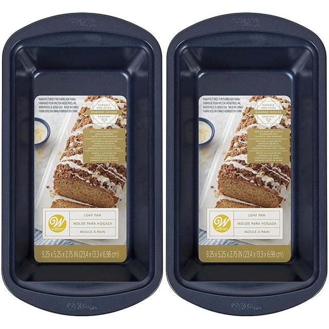 Wilton Non-Stick Diamond-Infused Navy Blue Loaf Baking Pan, 9 x 5-inch (Pack of 2)