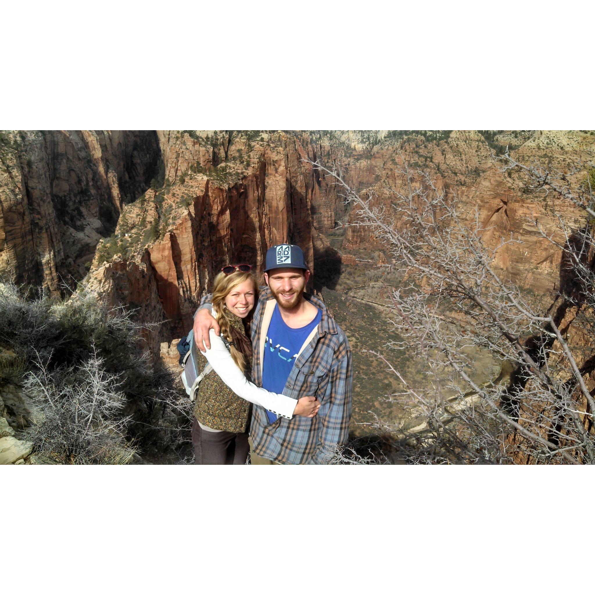 Our first van trip together- this was on Angel's Landing hike in Zion