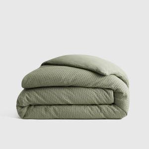 Organic Luxe Honeycomb Duvet Cover in Olive, Queen Sized