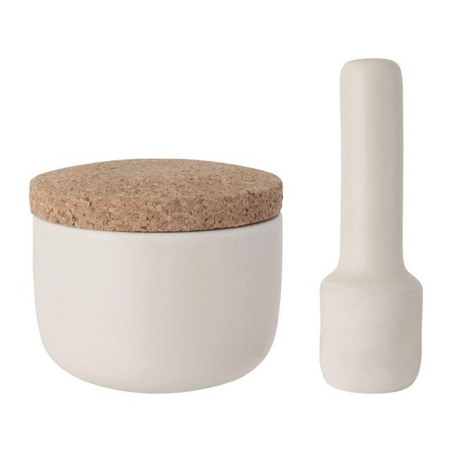 Leo 3 Piece 4.25" Stoneware Mortar Pestle, Covered