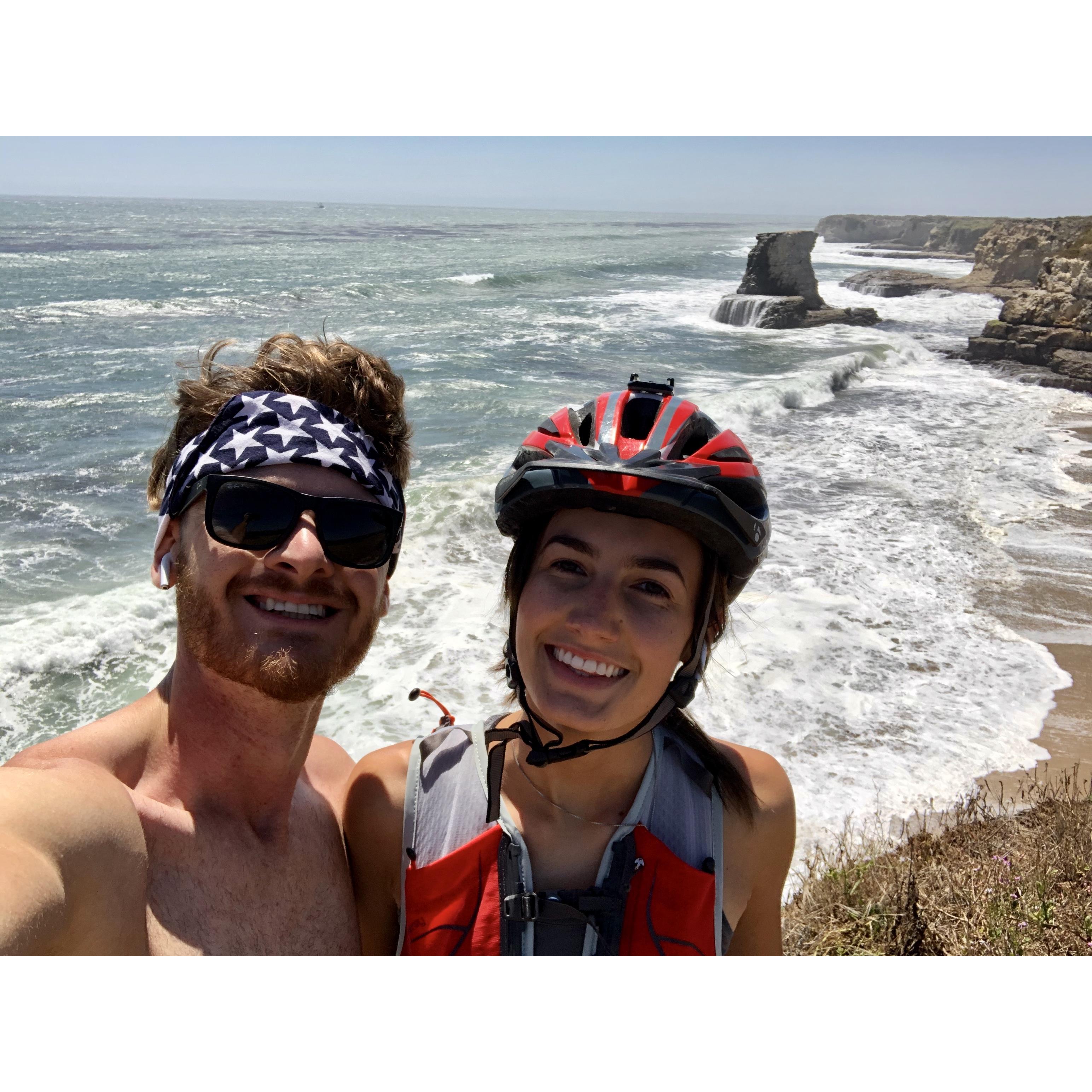 Sarah and David don't share a love of running, but they do love to spend time together, and they love exploring new places. David runs and Sarah rides her bike alongside him