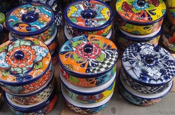 Tortilla holder Cobalt Blue Talavera , Ceramic Tortilla warmer, pita, pancake warmer, Entertaining, Mexican Food Serving Plate,
