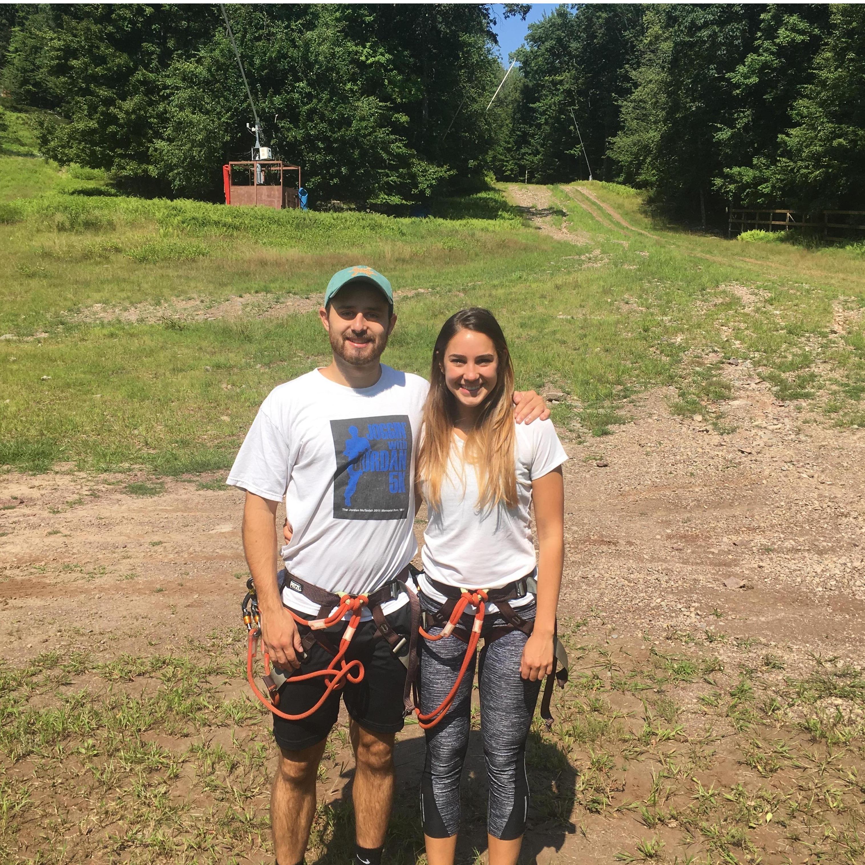 Zip lining in the Poconos.