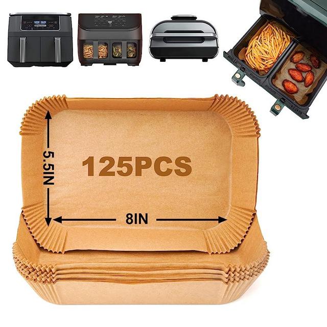 Air Fryer Paper Liners Disposable: 125Pcs 8x5.5" Rectangle Parchment Paper Non-stick Food Grade Liners for Rectangular Air Fryer Basket Oilproof Waterproof