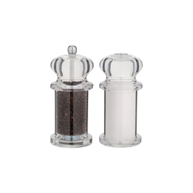 Trudeau Tradition Pepper Mill and Salt Shaker Set, 5.5-Inch, Clear