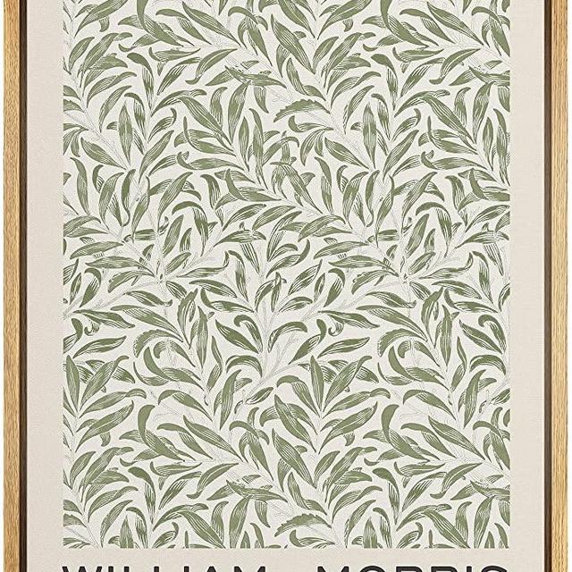 IDEA4WALL Framed Canvas Print Wall Art Willow Bough Flower Pattern by William Morris Historic Cultural Illustrations Fine Art Colorful Retro for Living Room, Bedroom, Office - 24"x36" Natural