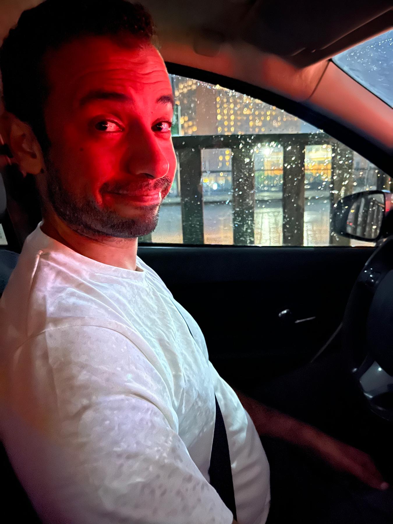 Our six hour ride home from the airport because it rained in Cairo.