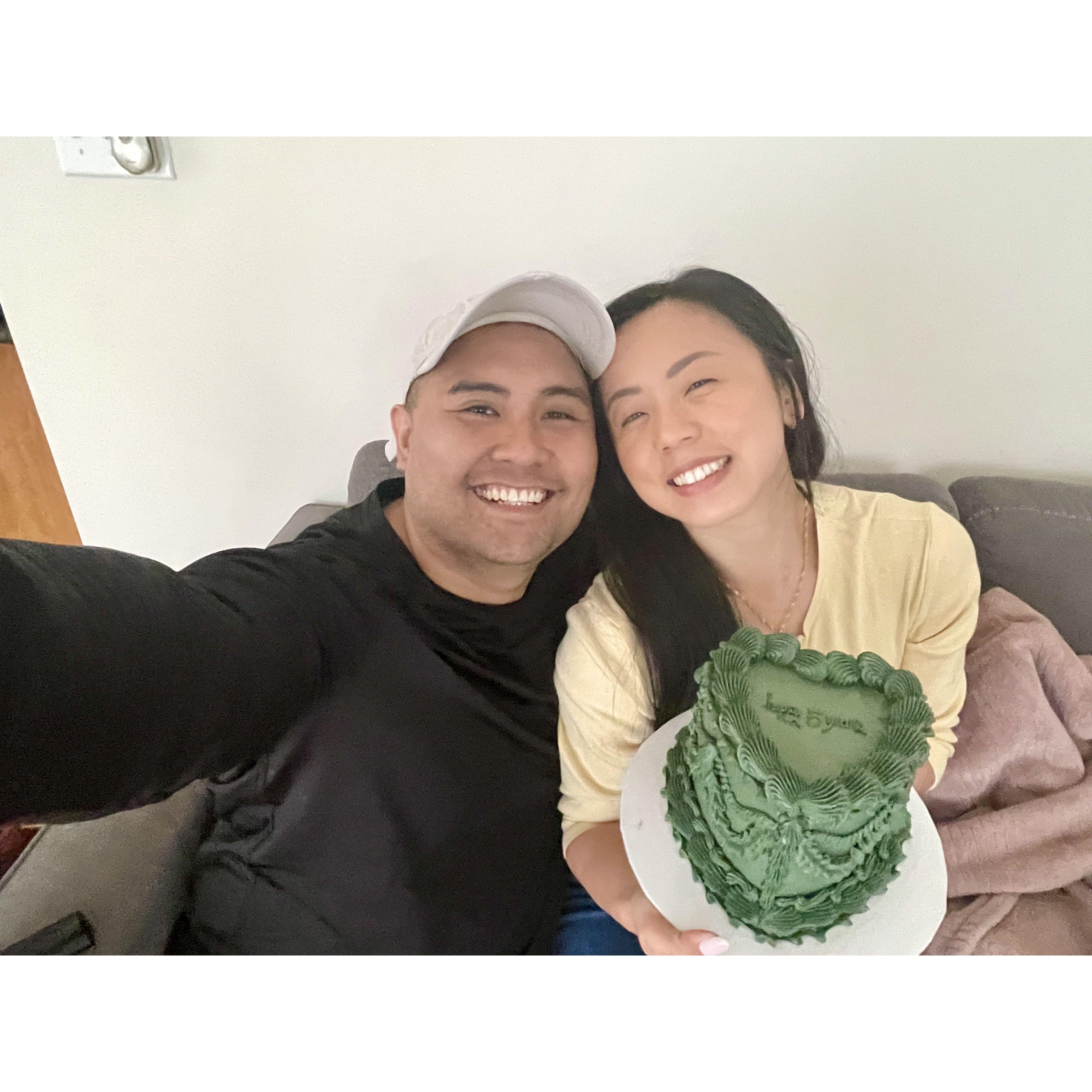 fifth year anniversary. we celebrated with dim sum and this gorgeous lambeth styled cake