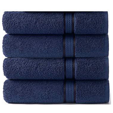 Cotton Craft - 4 Pack - Ultra Soft Oversized Extra Large Bath Towels 30x54 Night Sky - 100% Pure Ringspun Cotton - Luxurious Rayon Trim - Ideal for Daily Use - Each Towel Weighs 22 Ounces