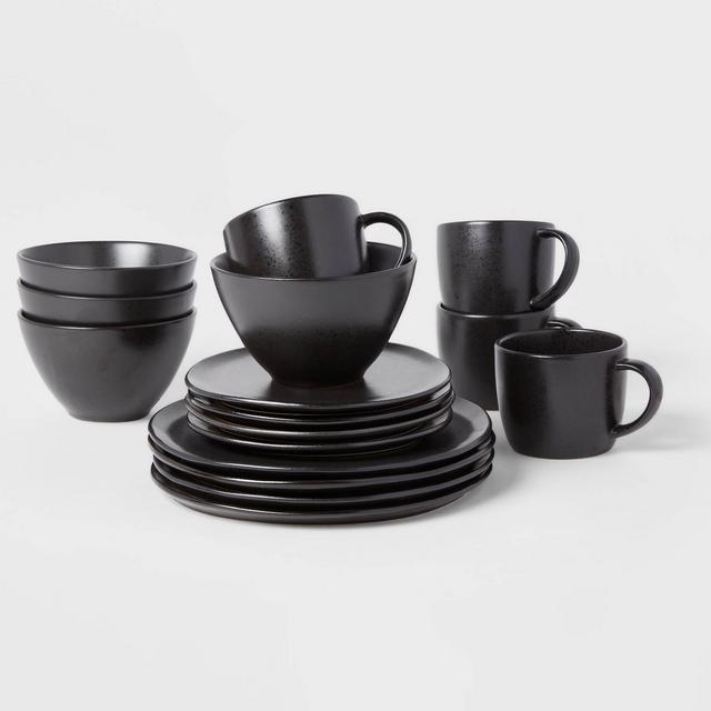 16pc Stoneware Houlton Dinnerware Set Black - Threshold™