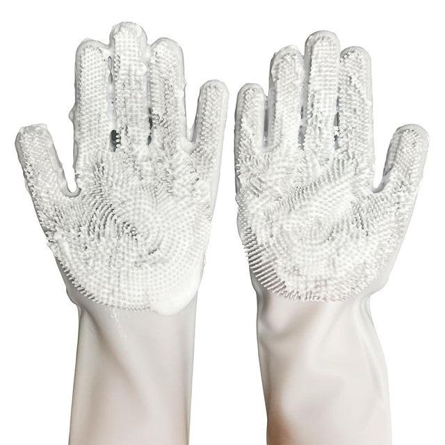 Silicone Magic Gloves: Ultimate Cleaning Gloves for Dishwashing, Kitchen, Pet, and Car - Heat & Cold Resistant, Non-Slip, Reusable - Eco-Friendly Scrubbing Gloves for Household Cleaning Food Grade