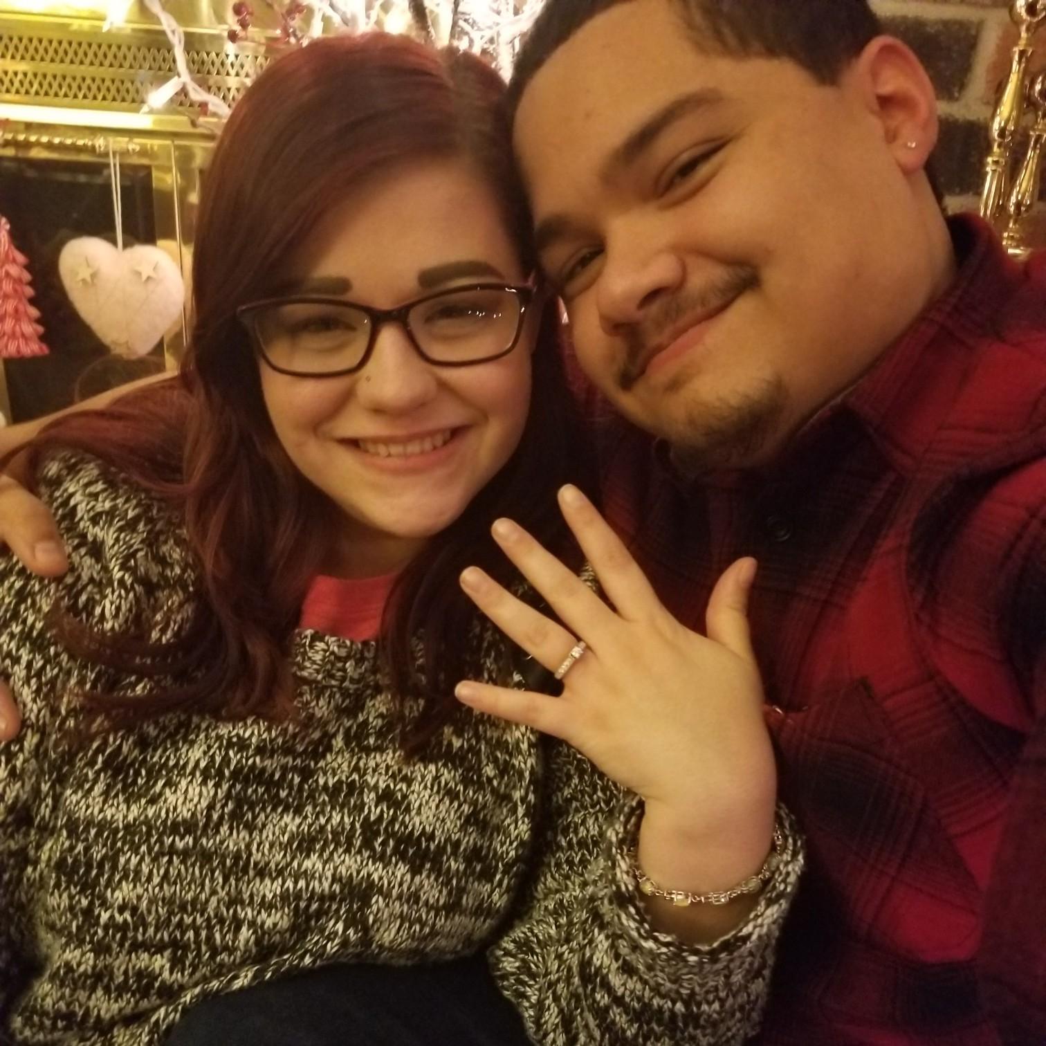 Christmas 2017 engagement ring photo, taken jsut after the proposal.