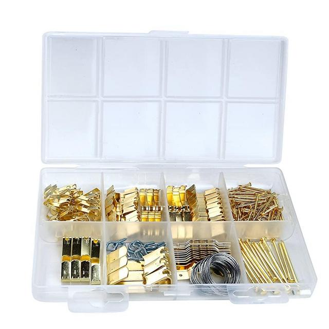 Picture Hanging Kit Includes Hooks, Nails, Sawtooth Hangers, Frames,and Picture Hanging Wire 200pcs