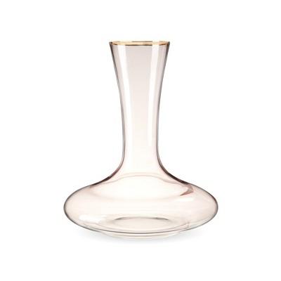 Twine Rose Crystal Decanter, Pink Wine Decanter and Aerator, Gold Rim, Wine Carafe, Crystal Decanter, Pink, Fits 1 Standard Wine Bottle, Set of 1