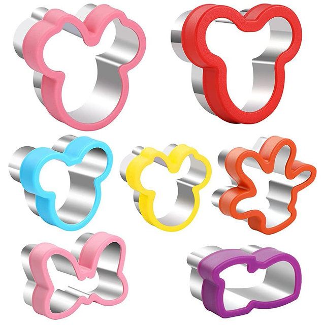Mickey Cookie Cutter set, Mickey Head, Minnie head, Glove, Shoe, Bows Shapes Sandwich Cutters Cookie Cutters -Food Grade Cookie Cutter Mold for Kids (7Pack)