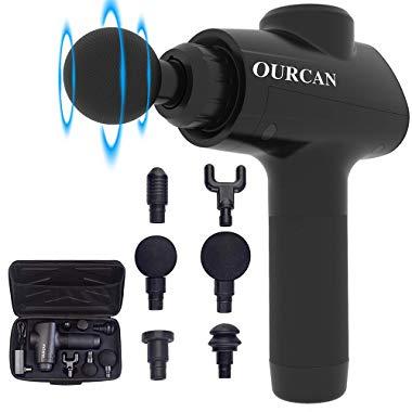 Ourcan Muscle Massage Gun, Powerful Cordless Handheld Deep Tissue Electric Body Muscle Massager, Pure Wave Quiet Brushless Motor for Sore Muscles (Black)