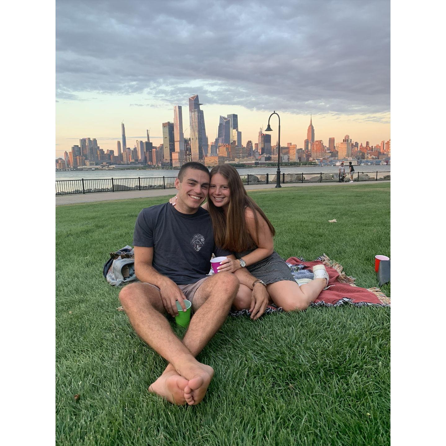 Hanging out on the water in Hoboken during our first weekend together.