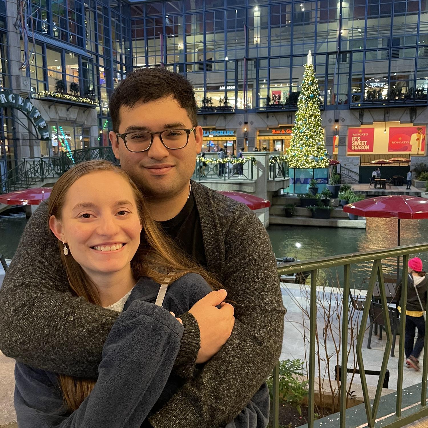 Our first Christmas together! A walk downtown at the Riverwalk