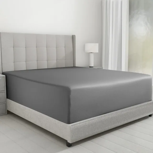 Fitted Sheet Only, 600 Thread Count - 100% Cotton Sateen, Deep Pocket, Soft & Durable by California Design Den - Gray, King